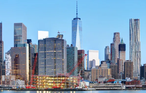 Picture building, home, New York, skyscrapers, Bay, USA