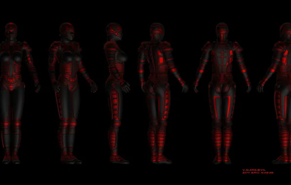 Picture robot, armor, Android, black background, cyborg, art, Eric Mazas