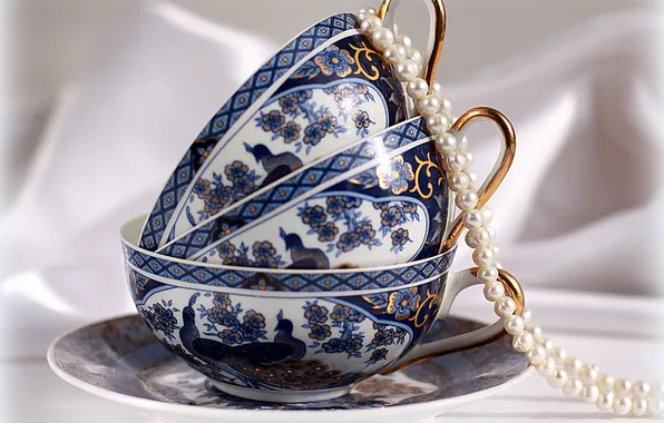 Picture mood, blue, morning, Cup, pearl, still life, blue, porcelain