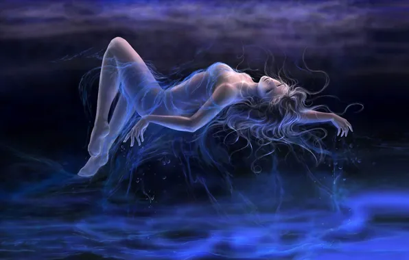 GIRL, WATER, HAIR, DROPS, FIGURE, FOG