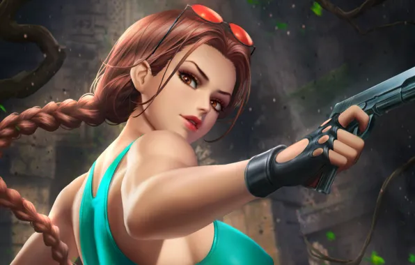 Girl, gun, Tomb Raider, everyday, Lara Croft
