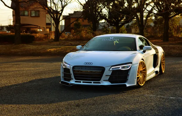 Audi, white, front, vossen wheels