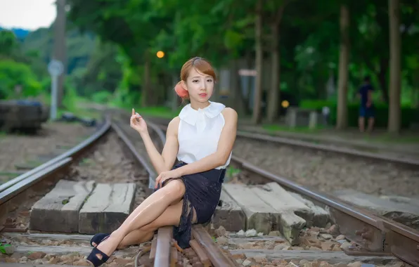 Girl, railroad, Asian