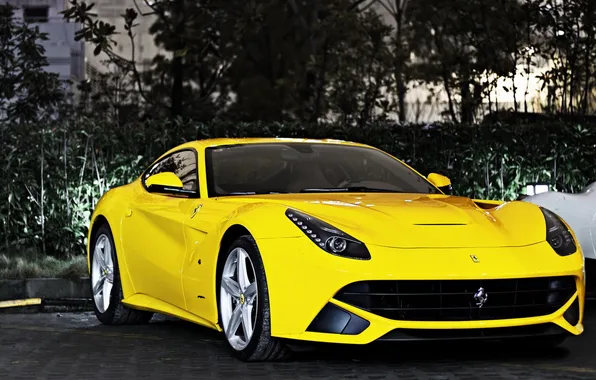 Ferrari, supercar, Ferrari, yellow, the front, F12 Berlinetta