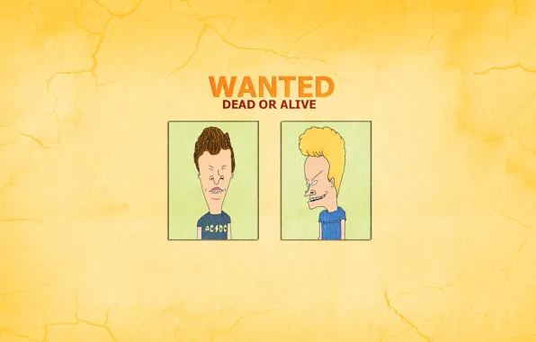 Picture the inscription, minimalism, the trick, Beavis and Butt-head, Beavis and Butthead, Wanted Dead Or Alive