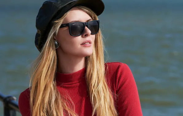 Girl, light, red, face, model, glasses, blonde, beautiful