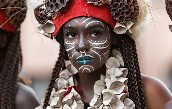 Look, girl, face, style, portrait, makeup, fruit, costume