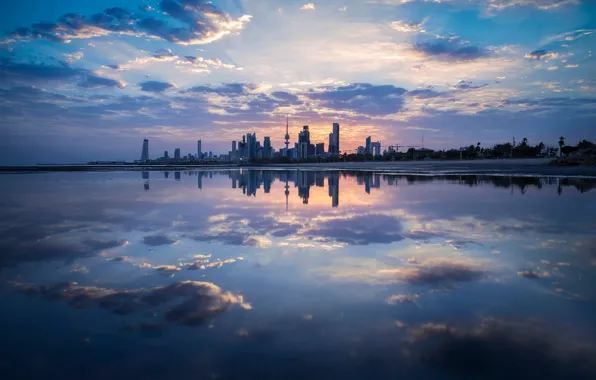 The city, Kuwait City, reflection.clouds