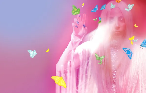 Girl, butterfly, style, music, pink, butterfly, woman, monster