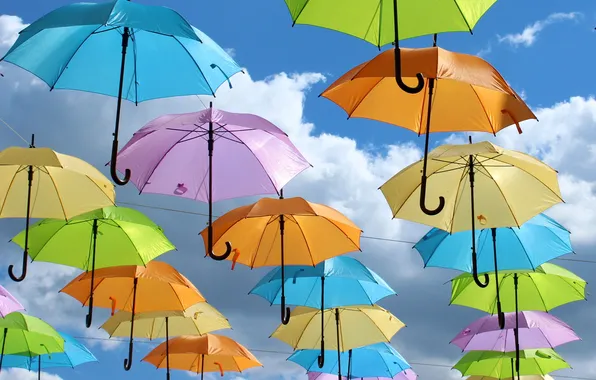 Picture summer, umbrellas, AI art