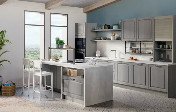 Style, Villa, interior, Italy, kitchen, dining room, dining area, Italian design