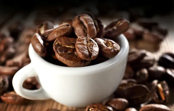 Macro, background, coffee, grain, Cup, white
