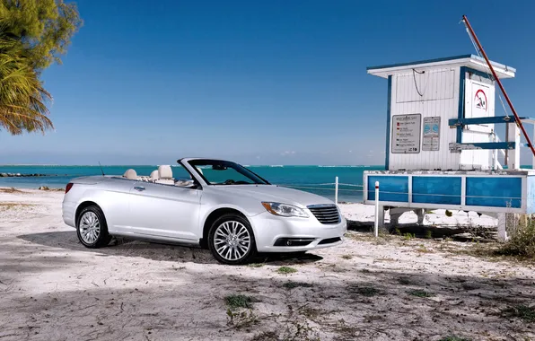 Picture Beach, Auto, Chrysler, Machine, Convertible, Grey, Silver, Day