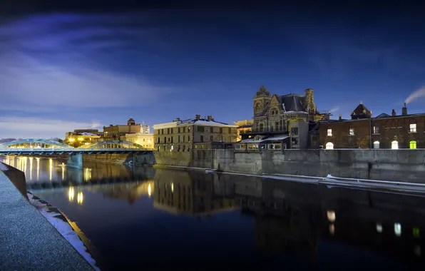 Bridge, the city, river
