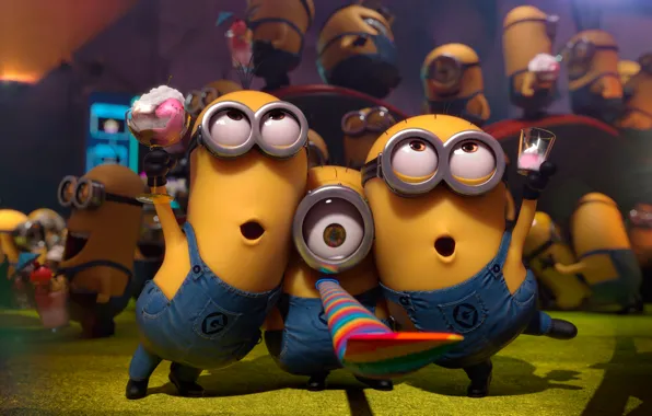 Picture holiday, ice cream, Minions, Minions, Despicable Me 2, Despicable Me 2