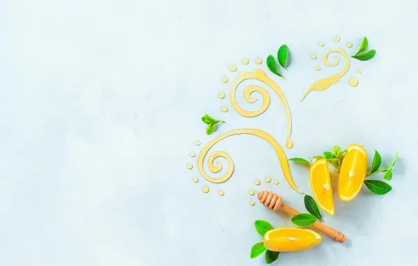 Orange, honey, orange wedges