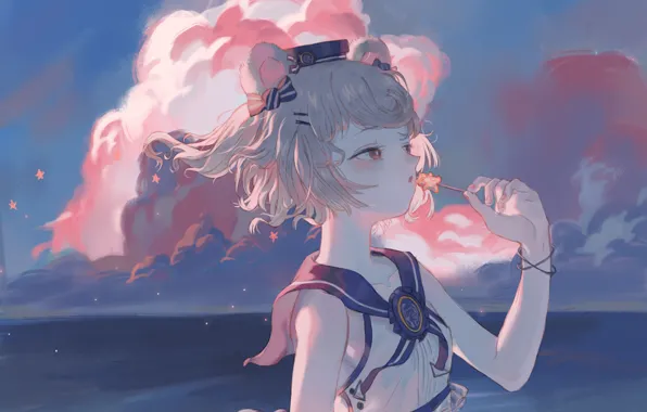 Sea, girl, Lollipop, ears, Arknights, Gummy