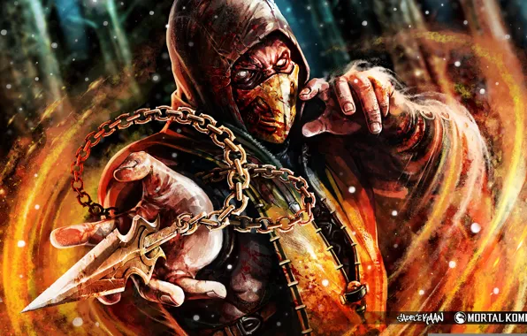 Picture Ghost, Mortal Kombat, Scorpion, Ninja, Shinobi, Fan art, Mortal Kombat X, Mortal Kombat 10