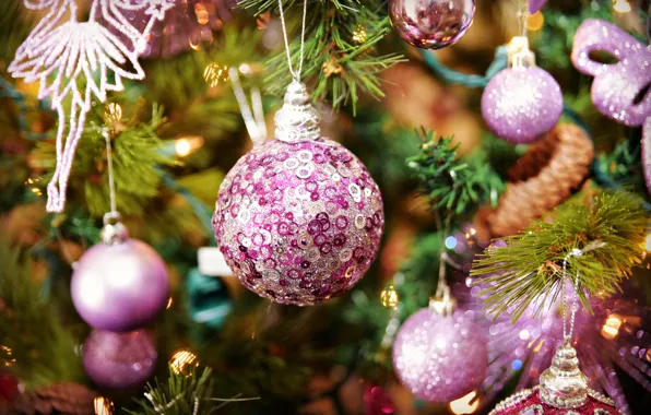 Picture macro, background, holiday, toy, tree, new year, beauty