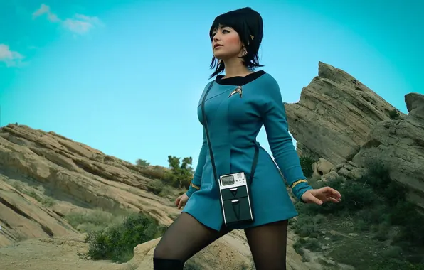 Picture girl, rock, Star Trek, dress, woman, cosplay, brunette, oppai