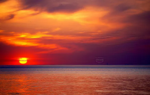 Sea, sunset, nature