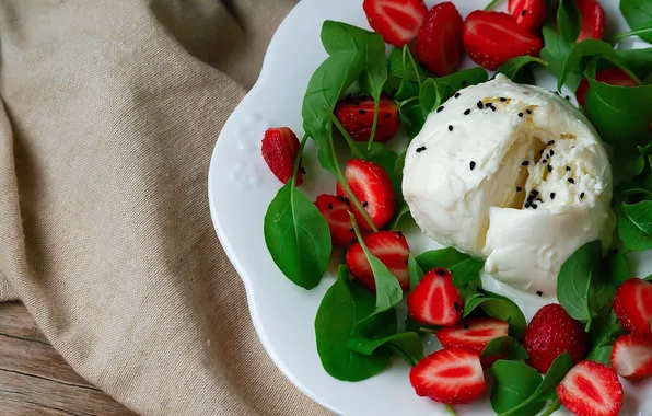 Berries, strawberry, ice cream, dessert