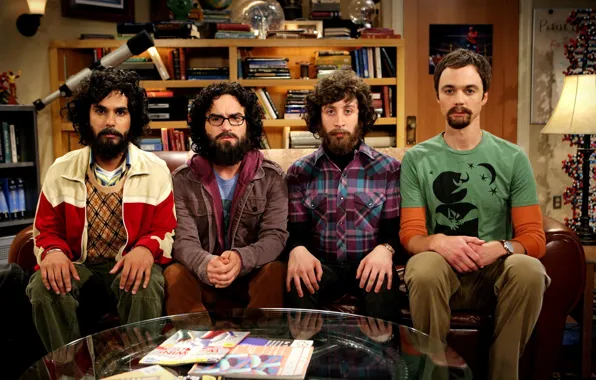 Sofa, beard, actors, The Big Bang Theory