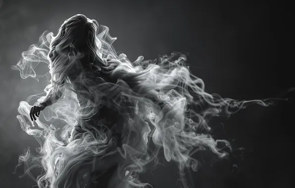 Halloween, ghost, smoke, monochrome, illustration, spooky, AI art