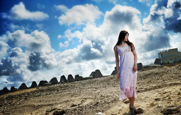 The sky, girl, background