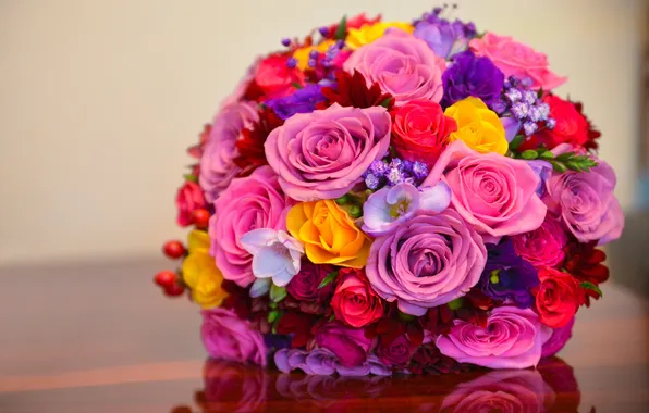 Picture roses, colorful, bouquet, roses, wedding, bridal, the bride's bouquet