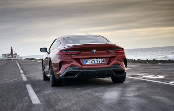 Picture markup, coupe, BMW, rear view, Coupe, 2018, 8-Series, dark orange