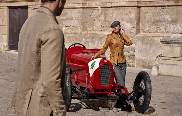 Red, Girl, Alfa Romeo, Two, Male, Sports car, 1923, Sports car