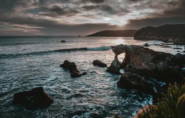 Water, Nature, The ocean, Rocks, Rock, USA, USA, Landscape