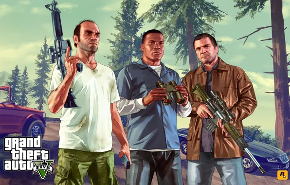Picture Michael, Grand Theft Auto V, Rockstar Games, Trevor, Franklin