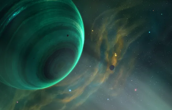 Stars, Planet, Space, Nebula, Planet, Fantasy, Planets, Art