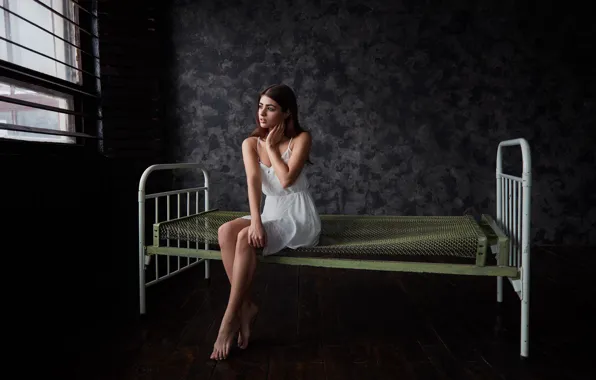 Reverie, pose, background, room, sweetheart, model, bed, grille