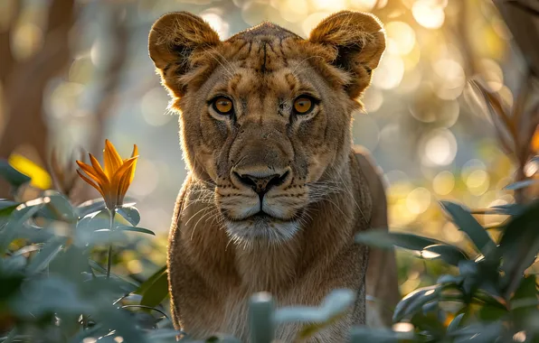 Look, Lioness, Face, Digital art, Big cat, Predator, AI art, The Art of Artificial Intelligence