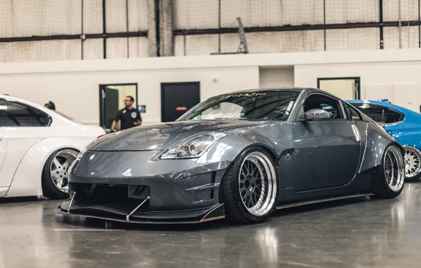 Nissan, Nissan 350Z, Front, grey, Stance, StanceNation