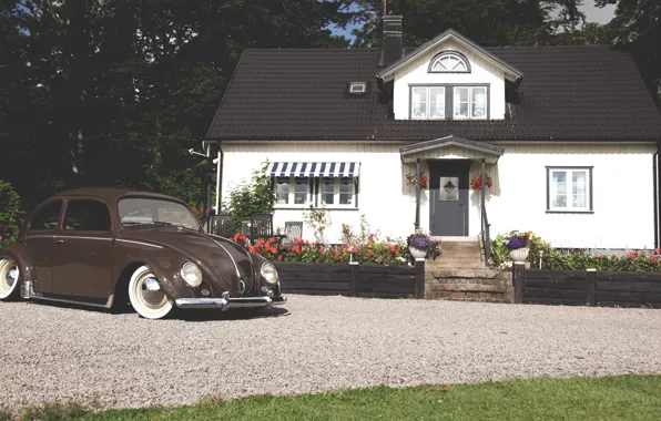 House, volkswagen, house, Volkswagen, beetle, beatle