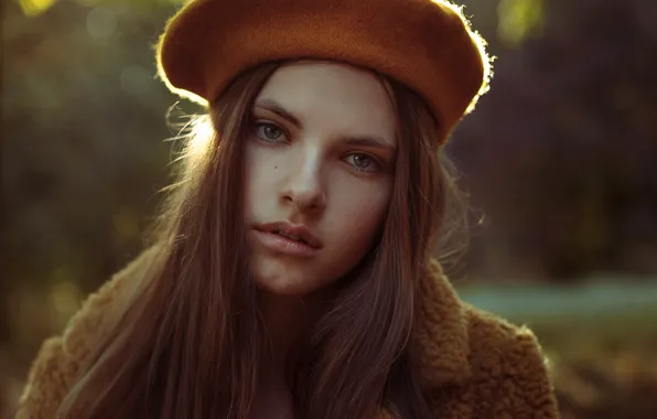 Picture look, the sun, glare, portrait, makeup, hairstyle, brown hair, beauty