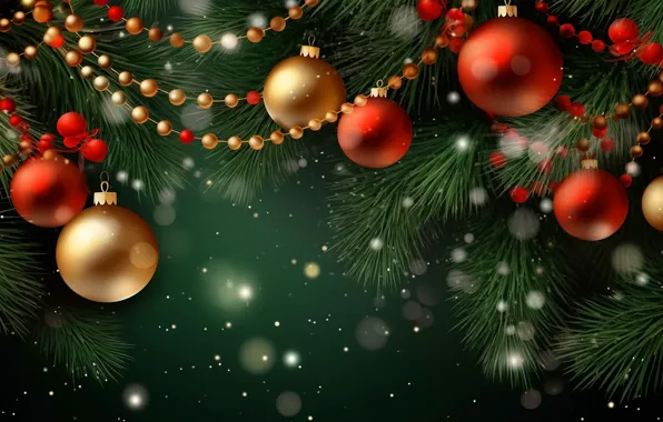 Balls, branches, balls, Christmas, New year, beads, garland