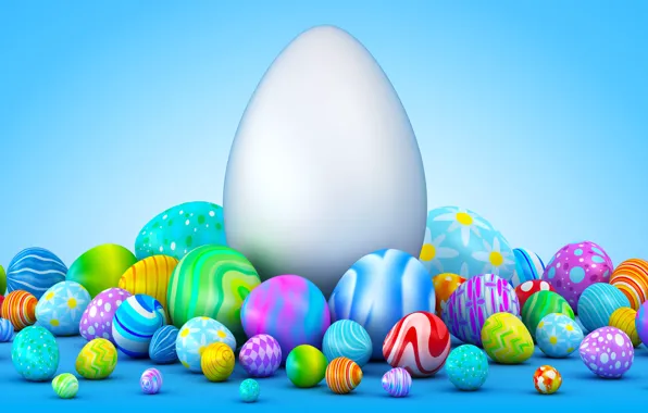 Background, holiday, eggs, small, large, Easter, colorful, a bunch