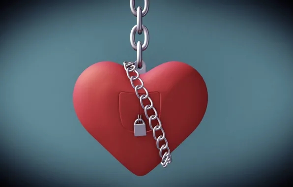 Castle, heart, chain, Valentine's day