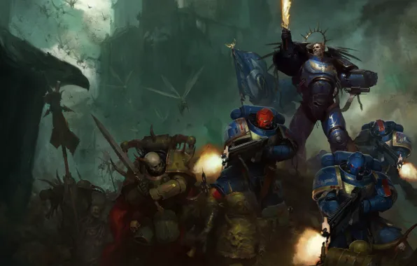Picture space marine, Ultramarines, Warhammer 40 000, Death Guard, primarch, chaos space marines, Roboute Guilliman