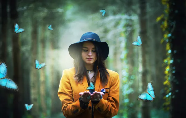 Picture girl, butterfly, art