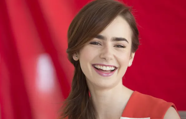 Picture smile, laughter, actress, laughs, Lily Collins
