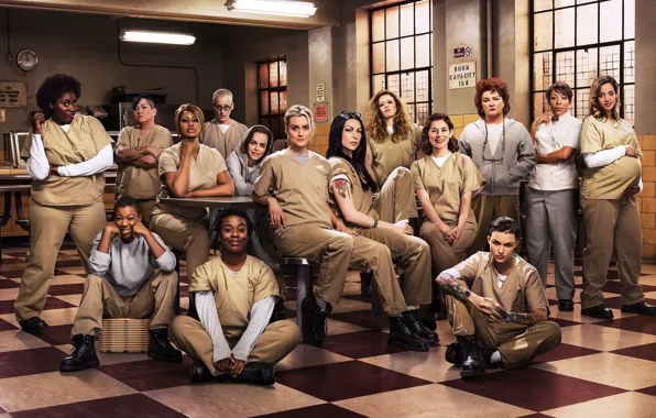 Girl, woman, tatoo, prison, Taylor Schilling, uniform, cast, chain