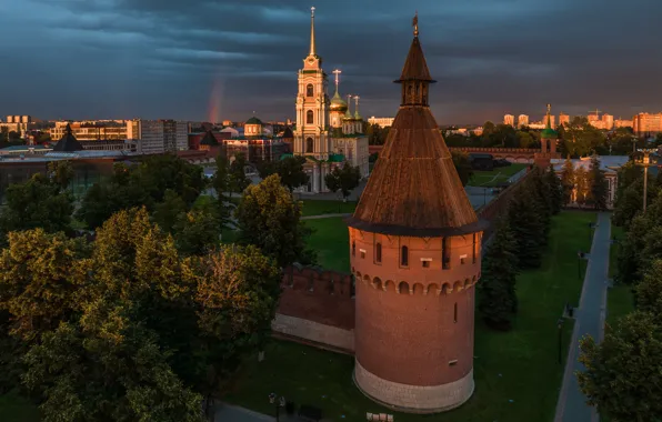 Picture landscape, the city, rainbow, the evening, Church, The Kremlin, Tula, Ilya Garbuzov