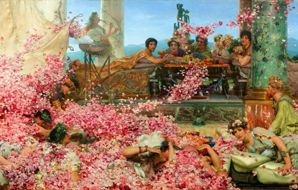 Girls, Picture, Roses, Lawrence Alma-Tadema, Lawrence Alma-Tadema, The Roses Of Heliogabalus, British painter