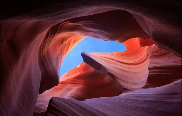 Picture the sky, nature, rocks, texture, Antelope Canyon